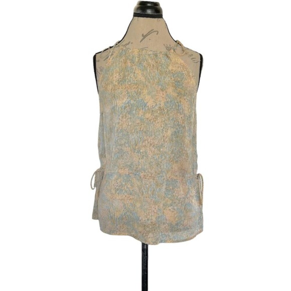 H&M Womens Blouse Halter Floral Top Drawstring Waistline Colorful Woven Size XS
